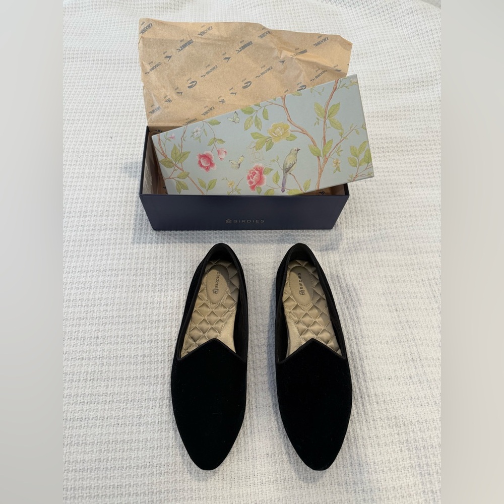 Birdies Heron Black Velvet flats